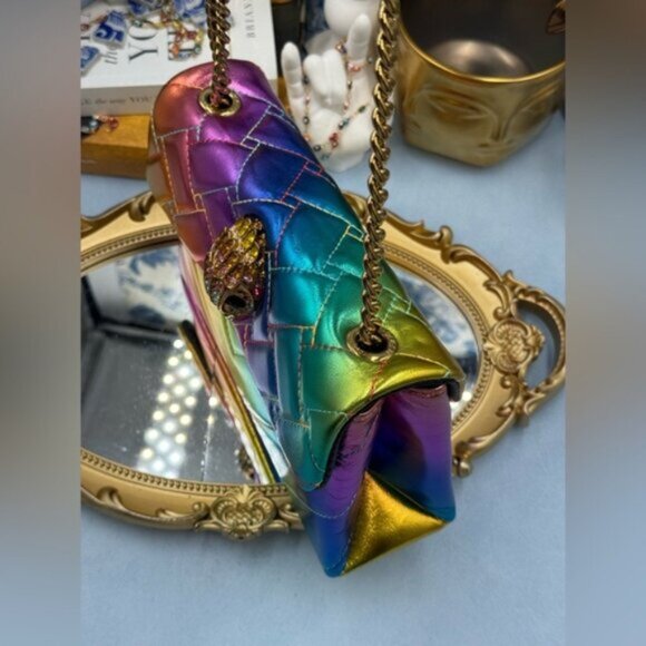 🆕 KURT GEIGER LONDON 🧿 NWOT Medium Leather Kensington Bag, Iridescent Rainbow - Picture 5 of 13